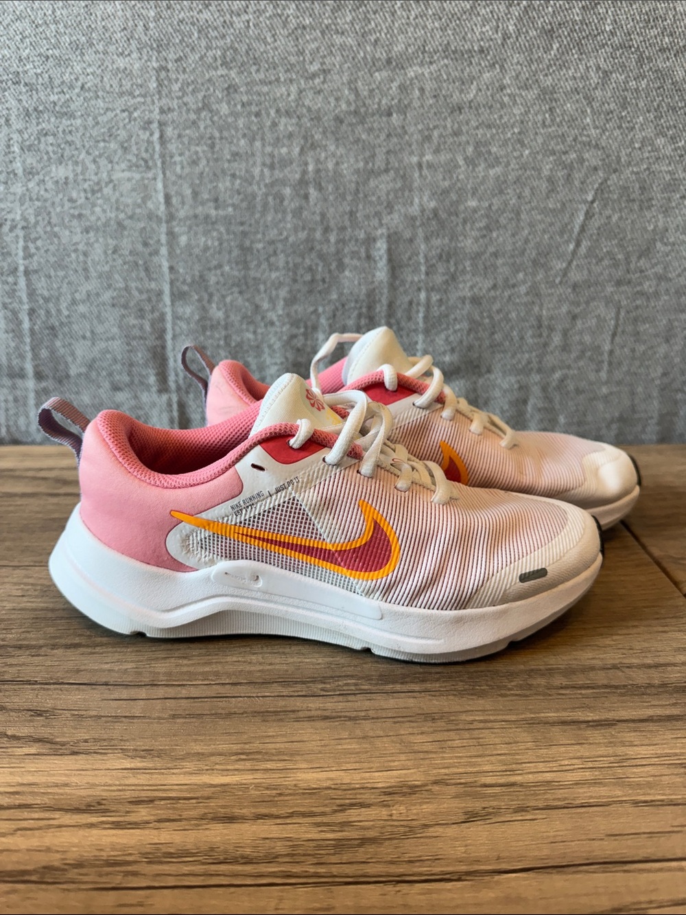 Nike Kids Pink and Yellow Swoosh Running Sneakers